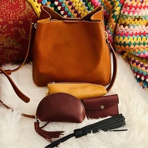 Portland Leather Goods Butterfly Bucket Bag Bundle “Almost Perfect”
